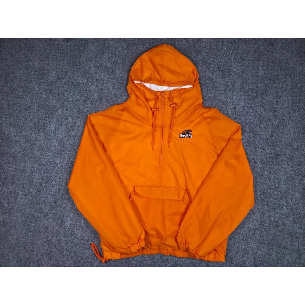 Vintage Oregon State Beavers Pullover Jacket Mens Large Orange Nylon Windbreaker